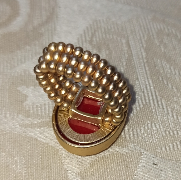 MARLYN SCHIFF Silver Tone Glass Stones Statement Ring NEW - Picture 3 of 6